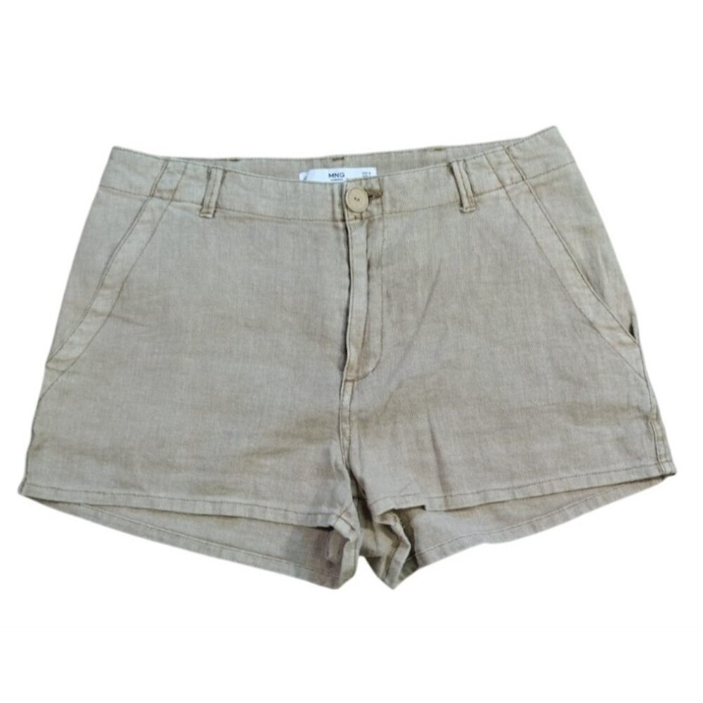 MNG Mango Beige Linen Blend Shorts Womens Size (S)(M) Casual Summer.